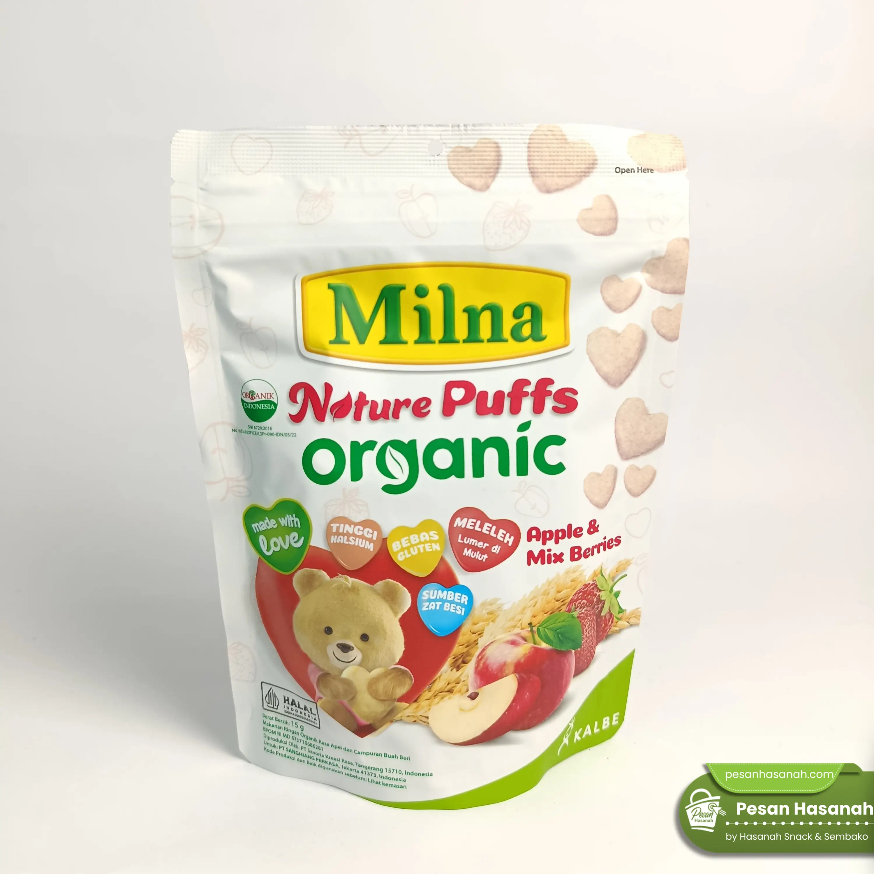 Snack Milna Nature Puffs Apple & Mix Berries 15 G